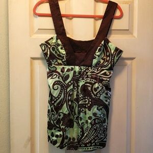 Lime Green And Brown Sleeveless Top Size L